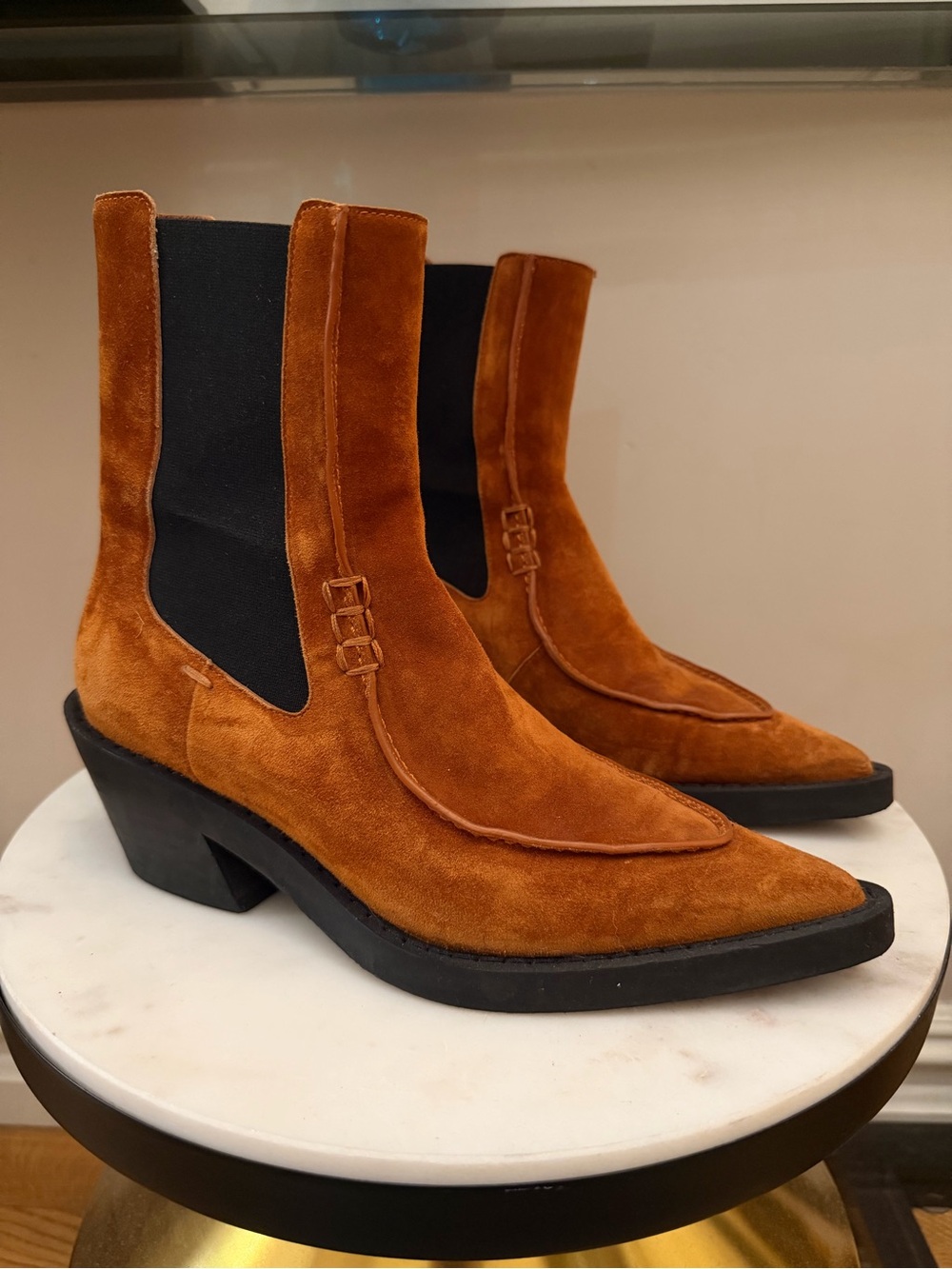 Khaite brown suede booties
